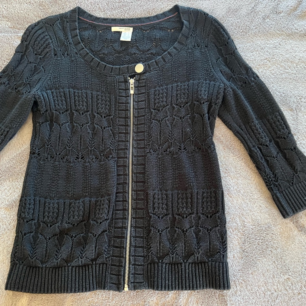 DKNY lightweight cable black sweater